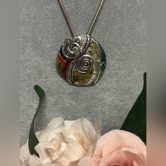 Colorful Silver Pendant Necklace T - Picture 2 of 5